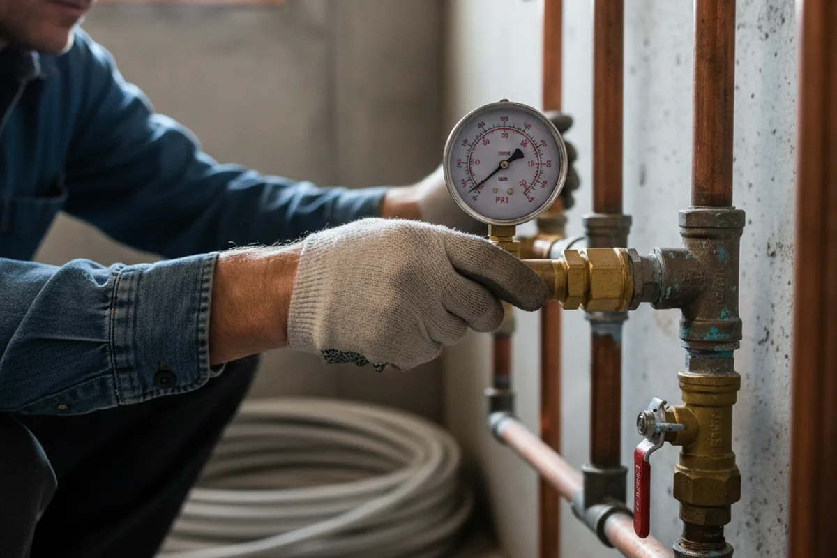 Pressure testing a repaired line during Water Line Repair in Cairo